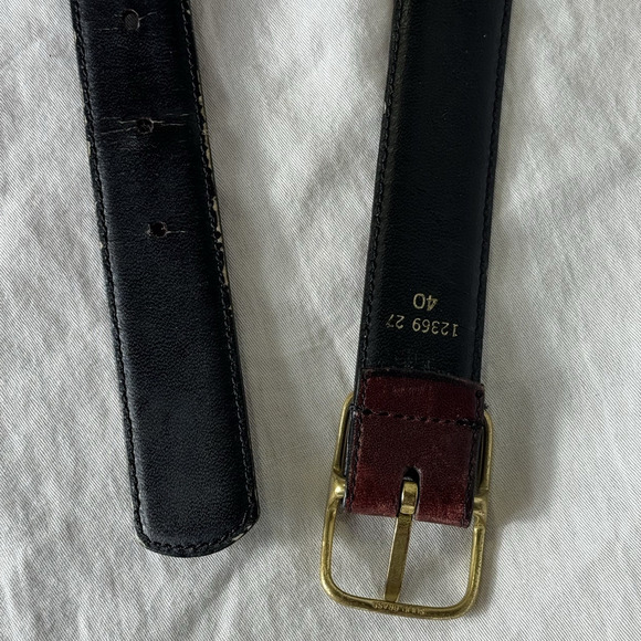 Vintage Men’s Leather Belt Solid Brass Buckle Brown 40 Unbranded Classic 90s - Picture 6 of 9